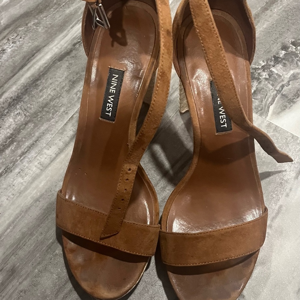 Nine West Tan Suede Heeled Sandals - Picture 2 of 4